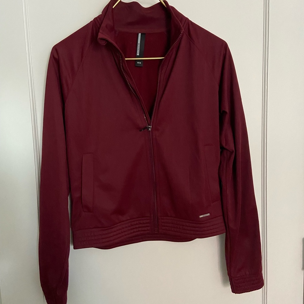Mondetta Port Striped Cropped Athletic Jacket